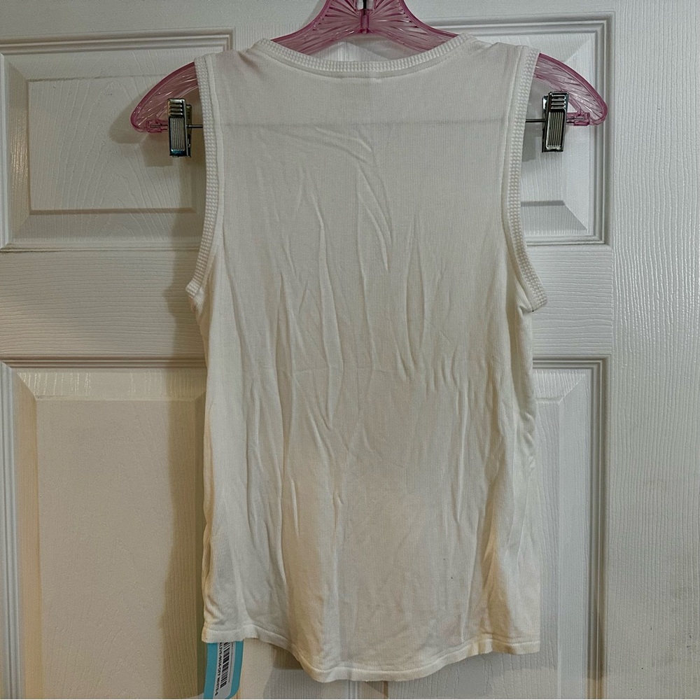 POL Cream Ribbed Buttoned Tank Top - Picture 3 of 5